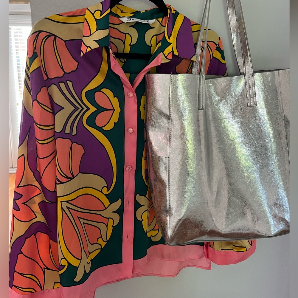 Zara Multicolor Patterned silk set